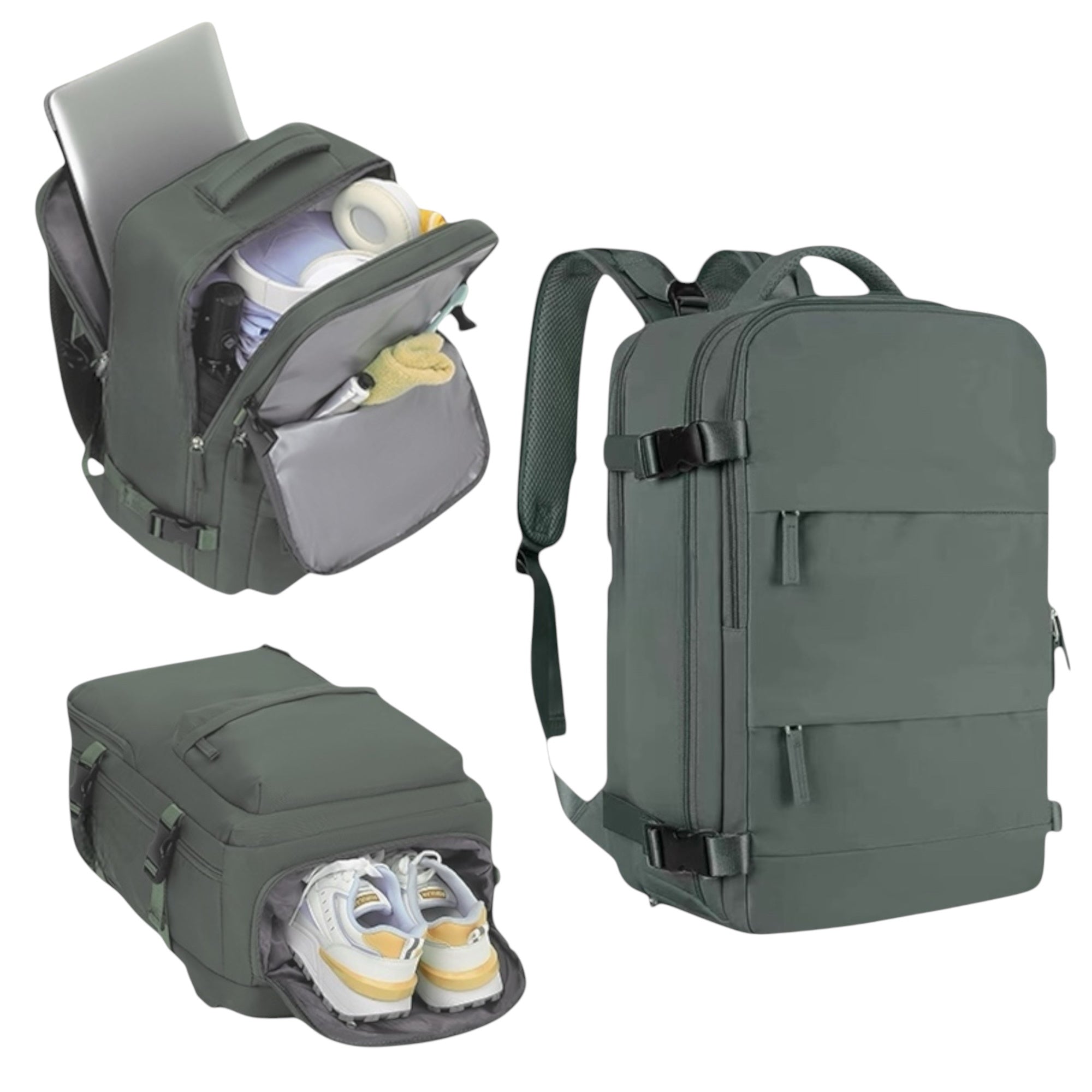 Mochila de Viaje para Cabina de Avion 45x30x20 para Vuelo Barato Equipaje de Mano y Espaciosa con Compartimento para Zapatos y Mochila Antirrobo Multifuncional para Viajes 2210.