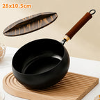 Sartén de hierro fundido duradera, fondo redondo, sartén de hierro forjado sin recubrimiento, fácil de limpiar, apta para estufas de inducción y gas, utensilios de cocina multifuncionales, apta para el hogar, restaurante y camping al aire libre, incluye t