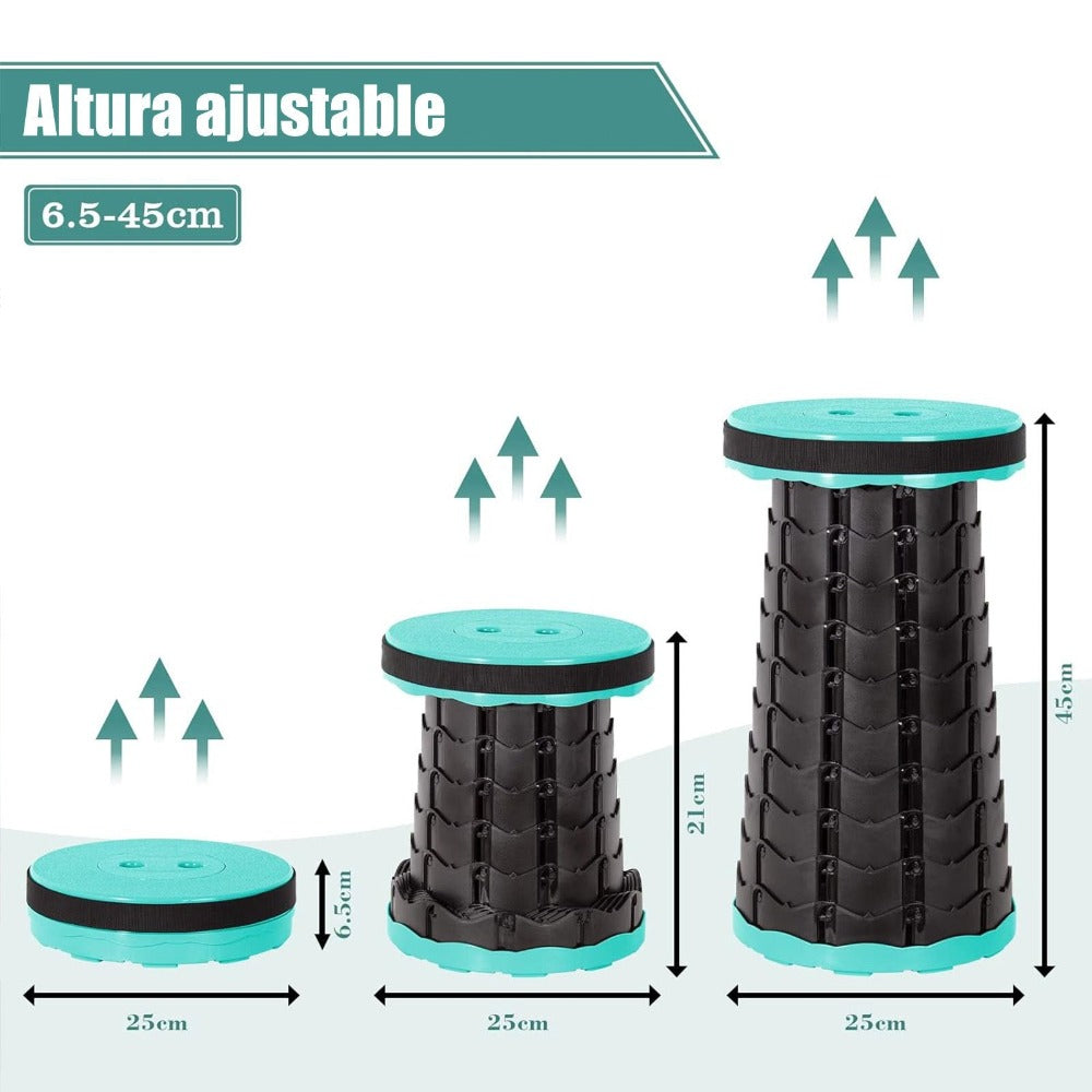 Silla y taburete plegables portátiles de alta resistencia - Diseño compacto y ligero, taburete plegable multifuncional ajustable de altura para camping, pesca, senderismo - Equipo de exterior duradero, regalo perfecto para pescadores, silla de camping con