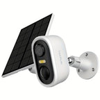 Cámara de seguridad inalámbrica con panel solar para exteriores LaxiHub, visión nocturna FHD de 3MP, foco, batería sin cables de 5200mAh, detección humana PIR, audio bidireccional, almacenamiento en tarjeta SD/nube, cámara de visión nocturna a color, cáma