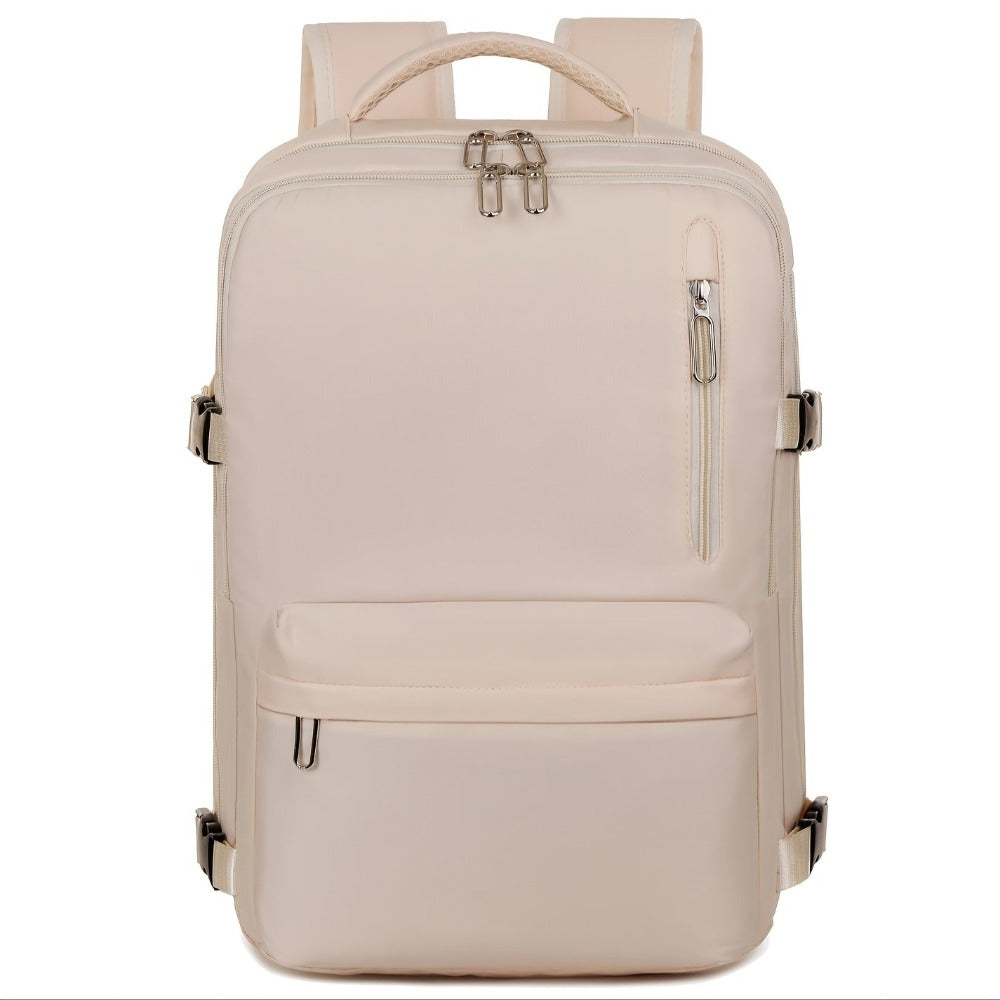 La mochila está hecha de tela Oxford de alta calidad, con un compartimento de viaje de separación seca y húmeda, color sólido, mochila simple y de gran capacidad con compartimento independiente para zapatos, ideal para viajes, desplazamientos y escuela