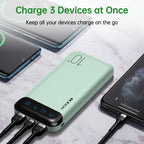 Paquete de 2 baterías externas, banco de poder de 22,5 vatios y 10000 mAh, cargador portátil con carga rápida LED, compatible con teléfonos inteligentes, tabletas, etc.