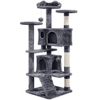 Costoffs Poste para Rascar de Gatos de 138 cm, Árbol Resistente con Pelota de Juego y Cueva para Gatos, Torre de Rascado y Escalada para Gatos, Casa para Gatos