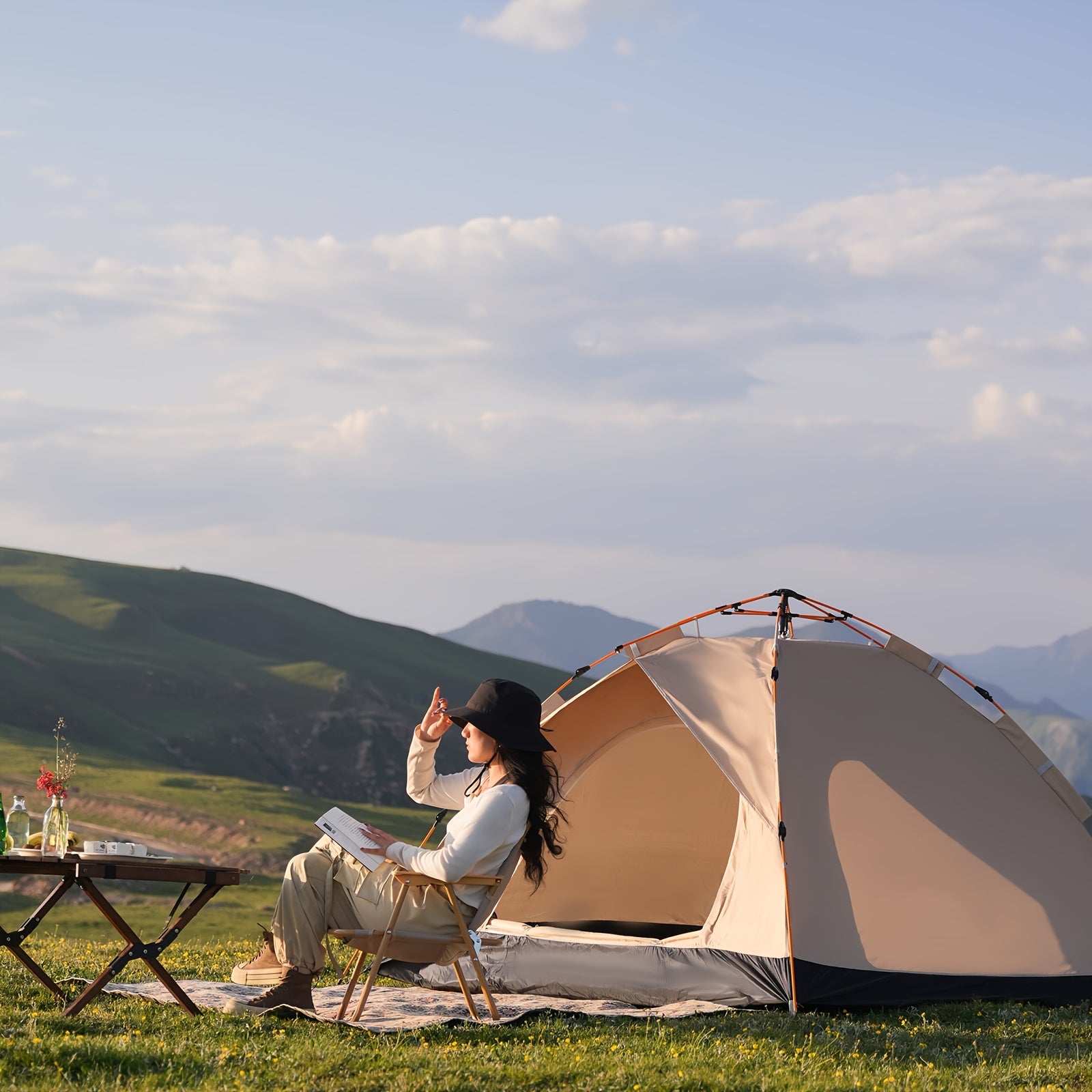 Tienda de Campaña para 2/4 Personas, Montaje Rápido y Fácil, Carpa Portátil con Bolsa de Transporte, Ideal para Senderismo y Aventuras al Aire Libre