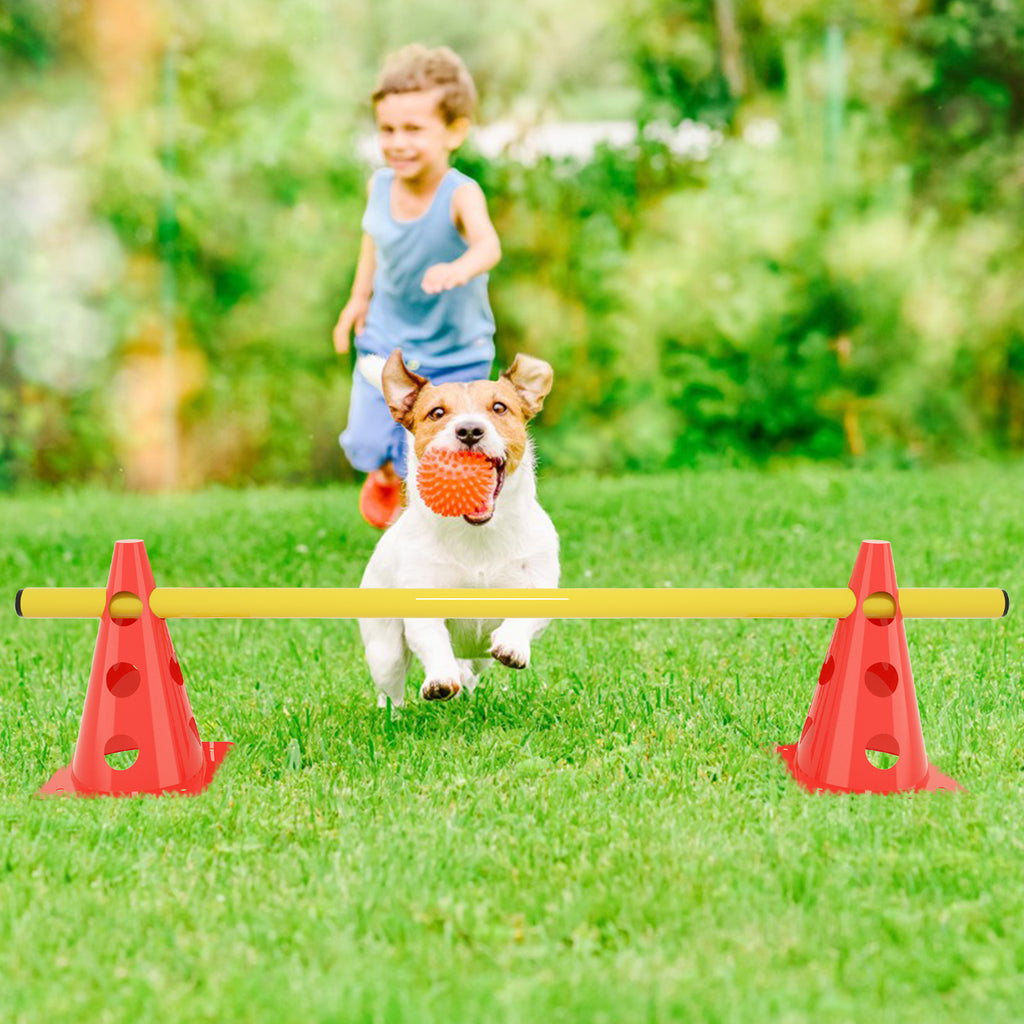 Juego de entrenamiento de agilidad para perros - 12 conos y 6 barras ajustables para ejercicios de coordinación, juego de 6 piezas