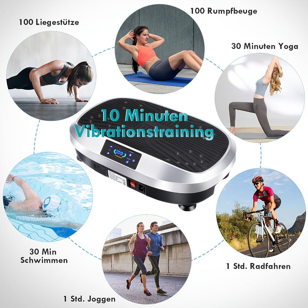 Placa de vibración inteligente con control remoto, 120 niveles de masaje electromagnético, motor silencioso, ejercicio para la pérdida de peso de todo el cuerpo, capacidad de carga máxima de 120 kg, adecuada para fitness en casa, sin batería
