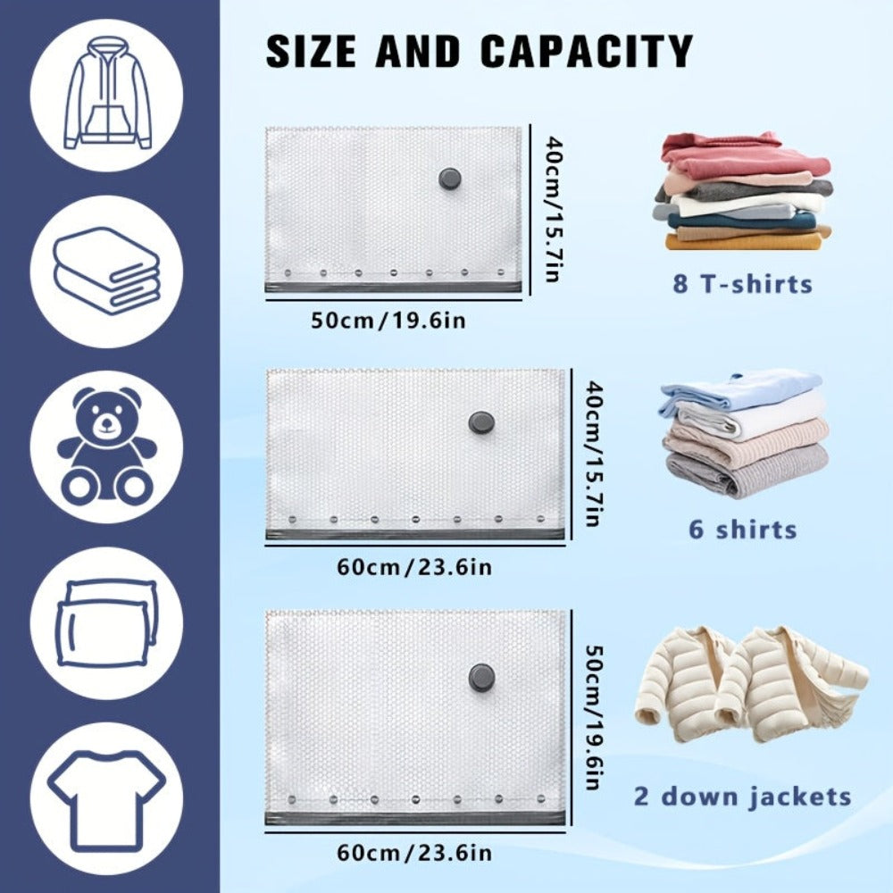 Bolsas de almacenamiento al vacío de 15/9/6 piezas, que incluyen una bomba de vacío inalámbrica, 3 tamaños de bolsas de compresión, ahorran espacio, reutilizables, para ropa, ropa de cama, almacenamiento en el hogar, organización de maletas, tamaño extra