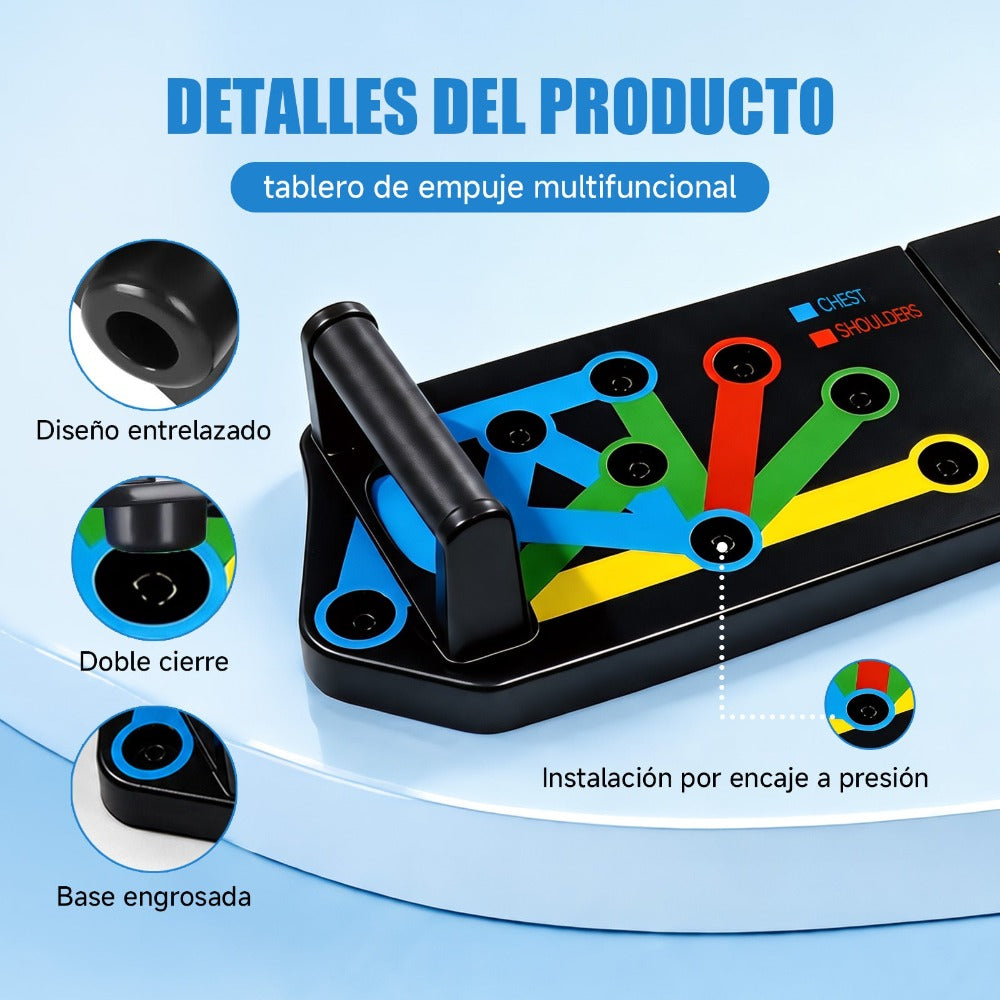 Tabla de flexiones multifuncional plegable，Entrenador de flexiones multifuncional plegable y portátil con asas antideslizantes y 2 bandas de resistencia. Diseño antideslizante, desmontable y fácil de guardar.barra de empuje para gimnasio en casa, manija d