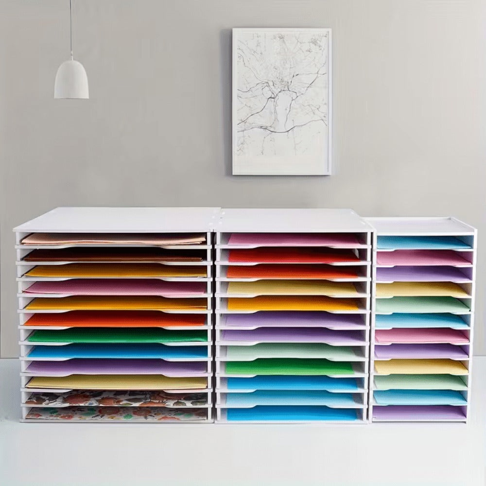 Organizador de papel para álbumes de recortes de varios tamaños, carpeta de almacenamiento clasificadora de archivos de 12 niveles, estante de escritorio para papel de scrapbooking, apto para oficina en casa, tamaño grande/mediano/pequeño, almacenamiento