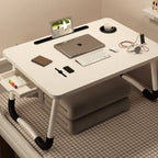 Mesa plegable multifunción para cama y sofá con portavasos, 60×40×28 cm, mesa auxiliar con atril para leer en la cama, bandeja multifunción para ordenador, libros, trabajo y estudio en casa (con cajón / sin cajón)