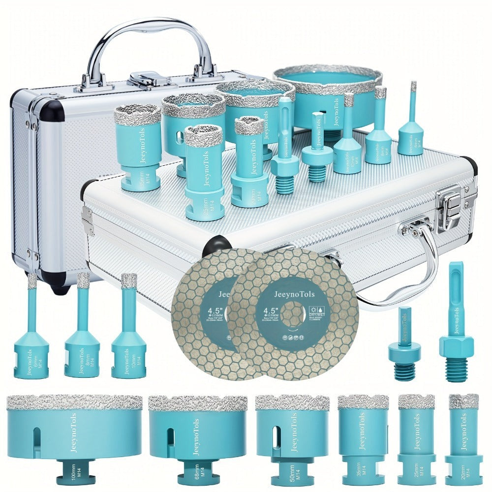 10/11/12/13 piezas Broca de Núcleo de Sierra de Agujero de Mayor Calidad, Duradera, Brocas y Adaptador para Azulejo de Cerámica Mármol Porcelana con Rosca M14, Broca para Azulejos, Caja de Herramientas, Herramientas para Azulejos, Sierra para Azulejos, He