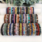 20 pulseras de piedra natural, pulseras de cuentas de piedra artificial de color aleatorio para mujeres y hombres, pulseras elásticas de cuentas redondas de 8 mm, pulseras naturales, regalo de cumpleaños, pulseras para mujer, pulseras para hombre, regalos