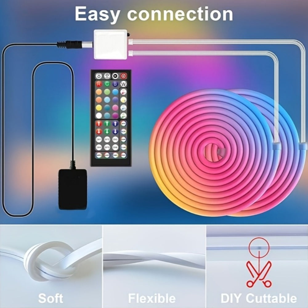 Tira de luz LED neón flexible multicolor RGB con APP control remoto