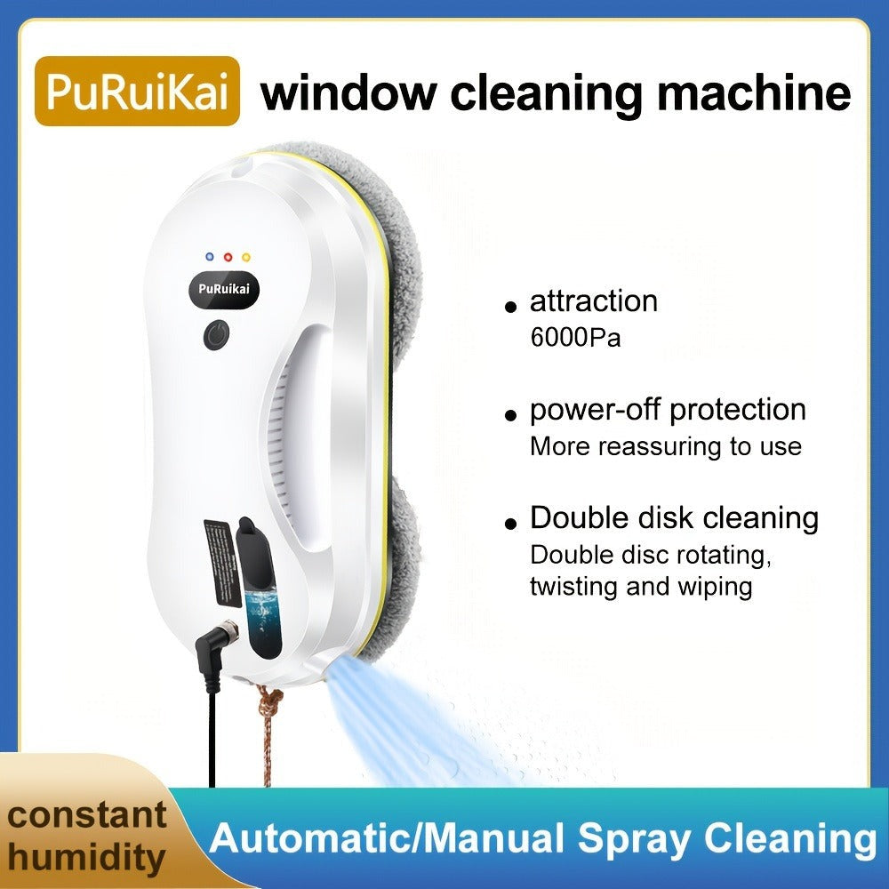 Puruikai 09 Black Friday Navidad Nuevo Producto Almacén Local Robot de Limpieza de Ventanas Inteligente, Máquina de Limpieza de Vidrios con Control Remoto y Rociador de Agua Automático