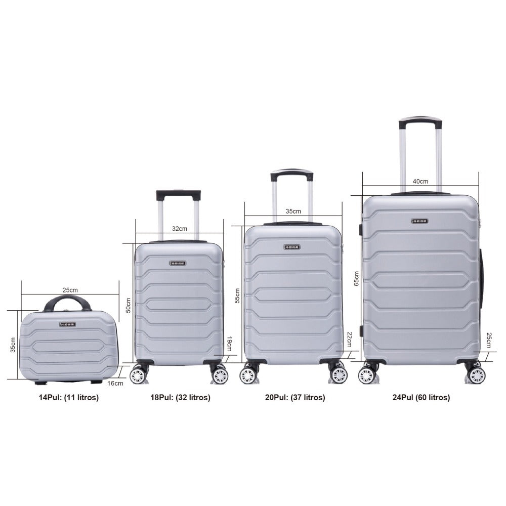 Conjunto de Maletas de Viaje Elegantes: Carcasa Ligera de ABS, Cerradura Numérica, 4 Ruedas Giratorias 360, Asa Telescpica de Aluminio Aleado Juego de Maletas Set Trolley Maleta Cabina ( 6999 8001 8002 )