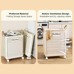 Cesta de Ropa Grande Plegable con Ruedas, Cuero Sintético Color Sólido, Versátil y Portátil para Almacenamiento en Baño y Balcón, 15.8/205GaA, Varios Tamaños Disponibles, Bolsa de Ropa para Lavandería, Cestas de Ropa