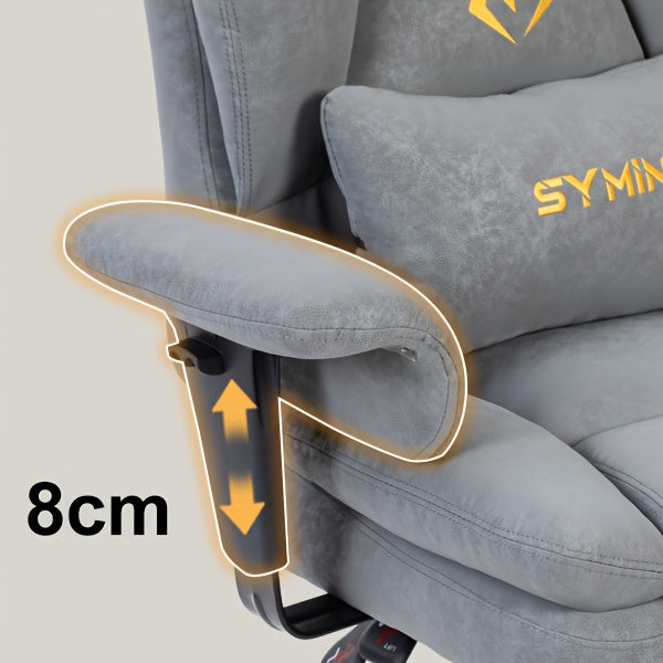 Silla de gaming SYMINO, silla de oficina ergonómica de piel PU con soporte lumbar - Silla de escritorio reclinable para computadora para adultos, asiento de videojuegos estilo carreras (altura y reposacabezas ajustables)