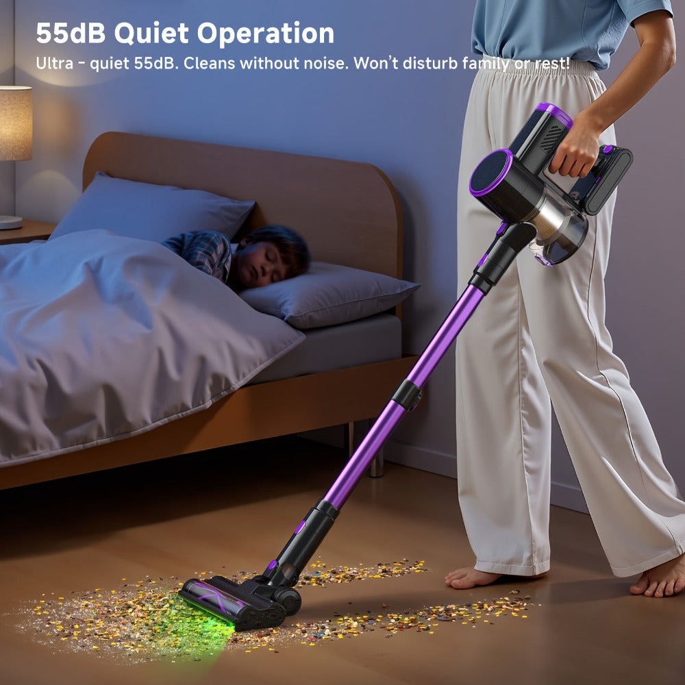 Aspiradora inalámbrica Lubluelu de 46 Kpa -enredos, 6 en 1 tipo barra con pantalla LED, 50 min de autonomía para alfombras, suelos duros y pelo de mascotas