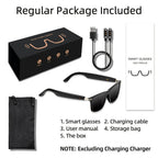 Gafas de audio inteligentes multifuncionales con tecnología de onda sonora incorporada, altavoz lineal, compatibles con llamadas inalámbricas, contestar llamadas, rechazar llamadas, escuchar música con gafas, control de fotos, batería grande de 85mAh*2, b