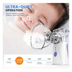 Nebulizador de malla portátil para uso doméstico, nebulizador de mano ultrasilencioso, dispositivo de terapia de aerosol de niebla fina, doble fuente de alimentación (batería y USB, baterías no incluidas), vaso para medicamentos de 8 cc, 2 mascarillas (gr