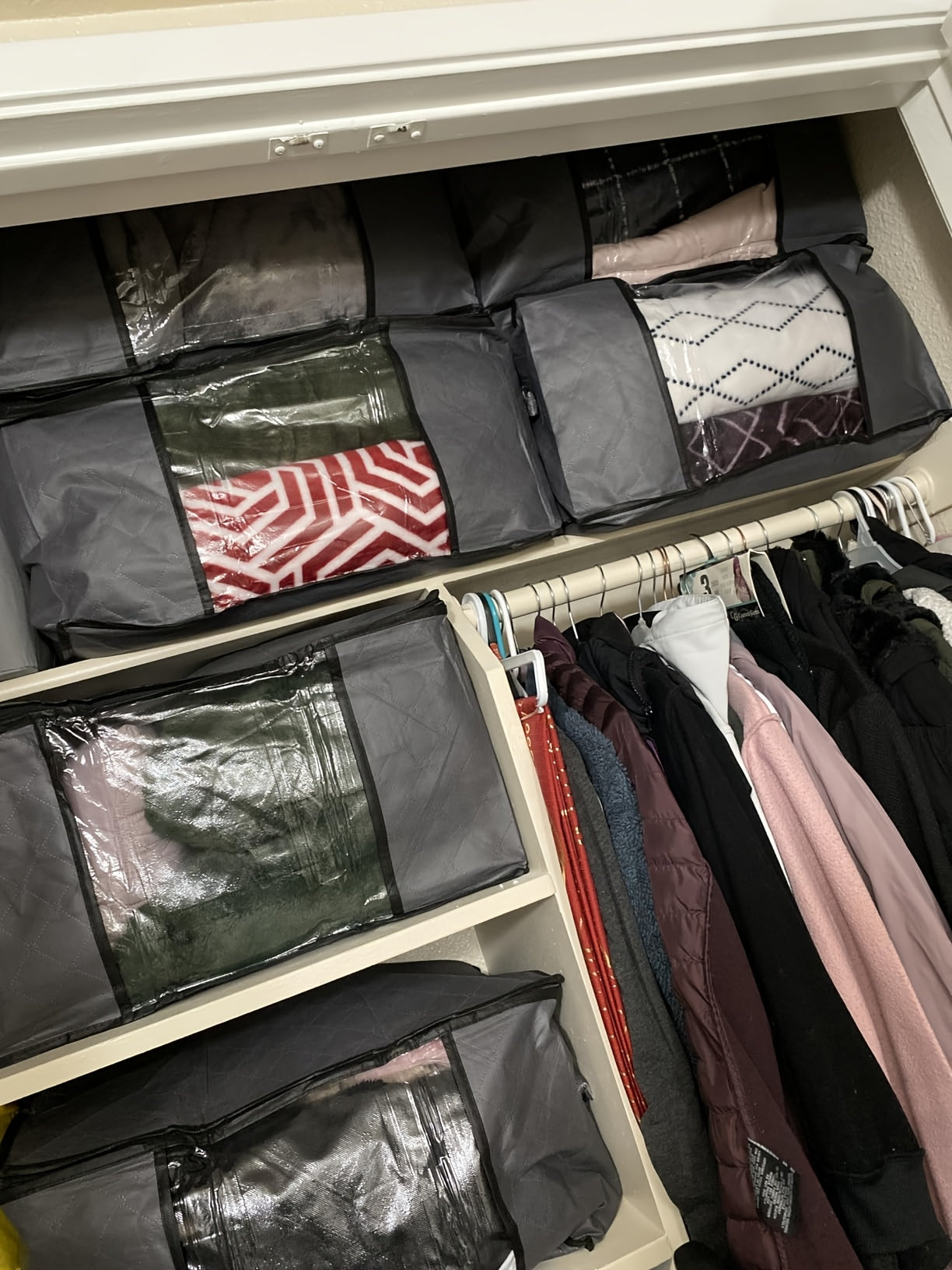 Juego de 6 bolsas de almacenamiento de 60L-90L-120L, bolsas grandes para guardar ropa con cremalleras, asas duraderas y tela gruesa para ropa, ropa de cama, mantas, edredones (gris), almacenamiento debajo de la cama