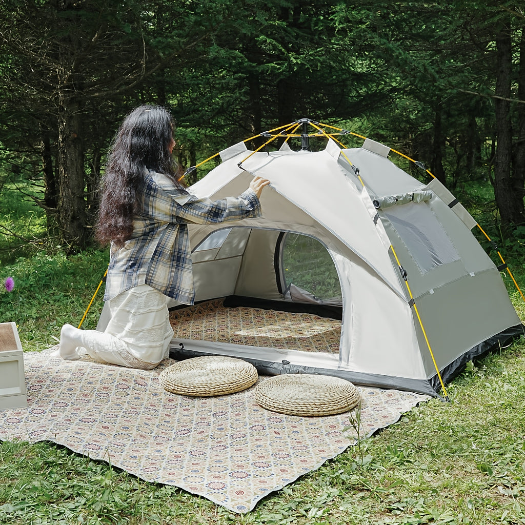 Tienda de campaña PAKICETUS Pop Up para 1/2/3 personas | Amplia, ligera, portátil, ideal para senderismo y camping al aire libre, color amarillo sólido, material de poliéster y fibra