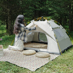 Tienda de campaña PAKICETUS Pop Up para 1/2/3 personas | Amplia, ligera, portátil, ideal para senderismo y camping al aire libre, color amarillo sólido, material de poliéster y fibra