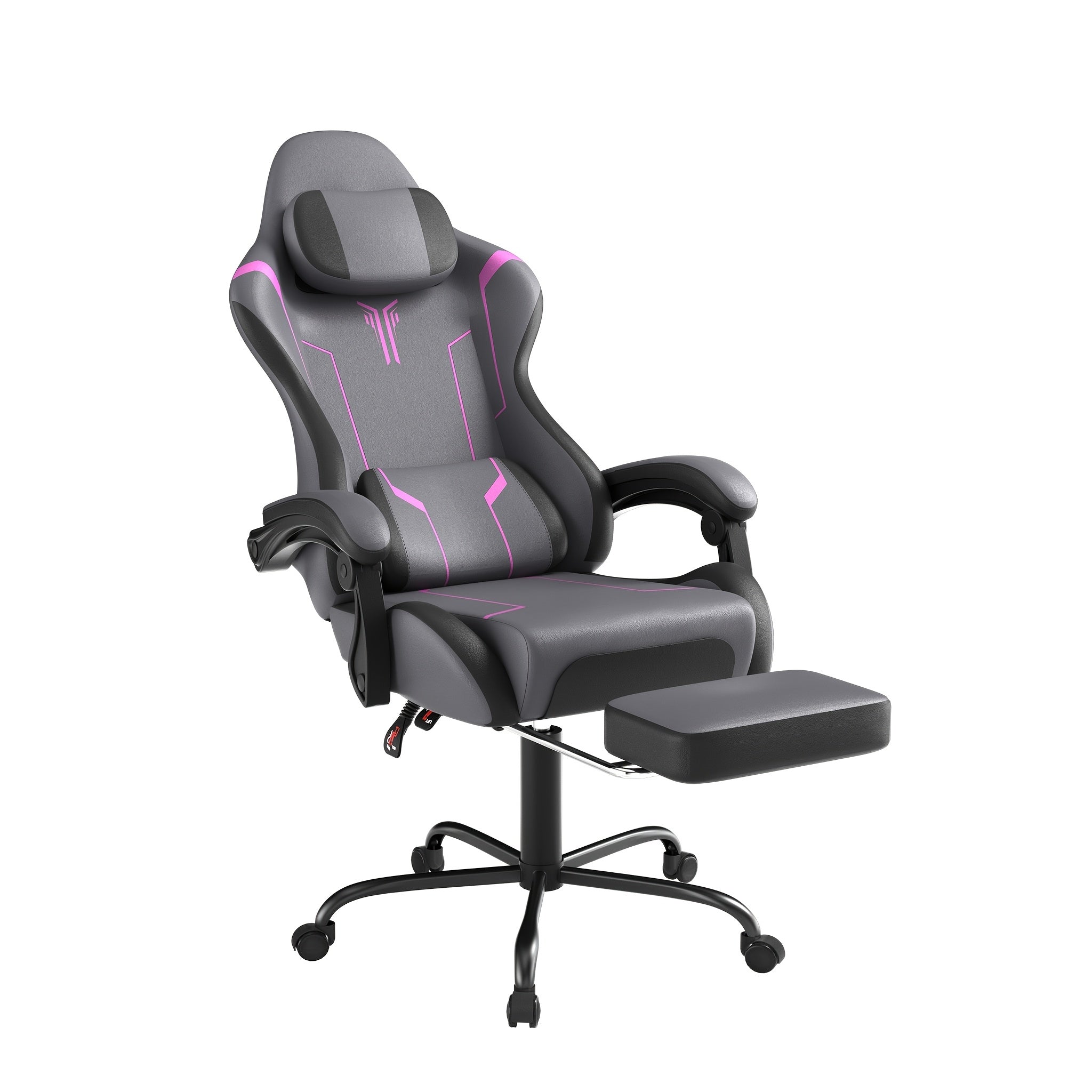 Silla Gaming Ergonómica con Soporte Lumbar Ajustable, Reposacabezas, Reposabrazos y Reposapiés, Ideal para Oficina y Gaming en PC, con Inclinación de 135° y Capacidad de Peso de 150 Kg