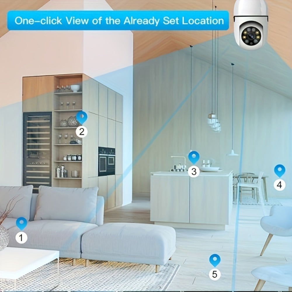 2pcs/4pcs Cámaras de Seguridad con Bombilla Controladas por la App Ease Life - Wifi Inalámbrico Interior Exterior (5Ghz), Vista de 360°, Casquillo E27, FHD 1080P, Visión Nocturna a Todo Color, Detección de Movimiento para la Seguridad del Hogar