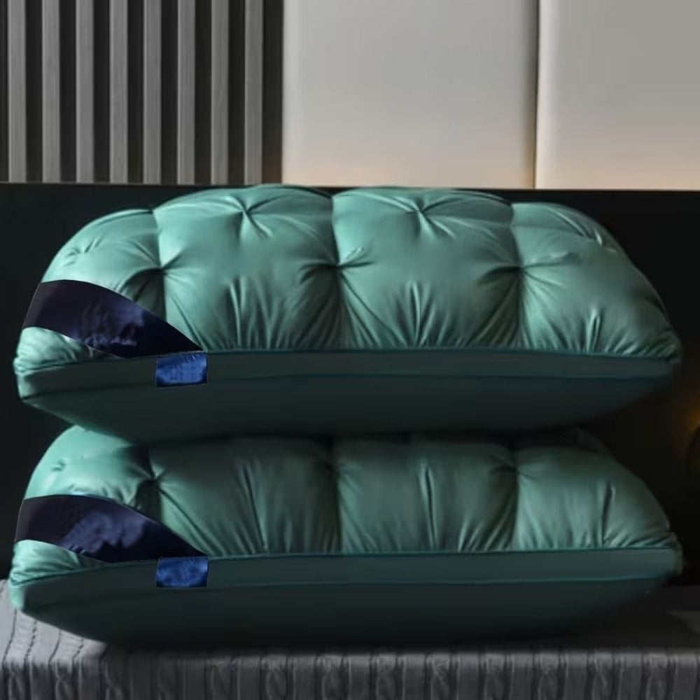 Juego de 2 almohadas de hotel de lujo - Proporciona soporte profundo para el cuello para un sueño reparador, fabricadas con material de alta densidad que mantiene su forma, requiere lavado a mano, viene en empaque sellado al vacío