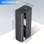 40000mAh Power Bank Cargador Portátil - Soporte PD 22.5W y QC4.0 Carga Rápida con 2 Cables de Salida Integrados y Pantalla LED para iPhone, Teléfonos Android y la Mayoría de Dispositivos Electrónicos