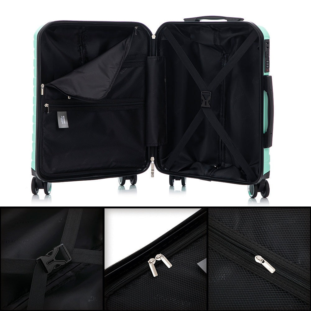 Juego de 3 Maletas 55x40x20cm ABS+Policarbonato | Maleta Mediana Expandible 66x45x27.50 - 30cm Extendido - 23kg | Neceser 29cm | Semirrígida trolley 4 ruedas giratorios a 360º cierre numérico - Negro/AzulMarino/RosaDorado/Turquesa/Menta/Verde/Amarillo/Ros