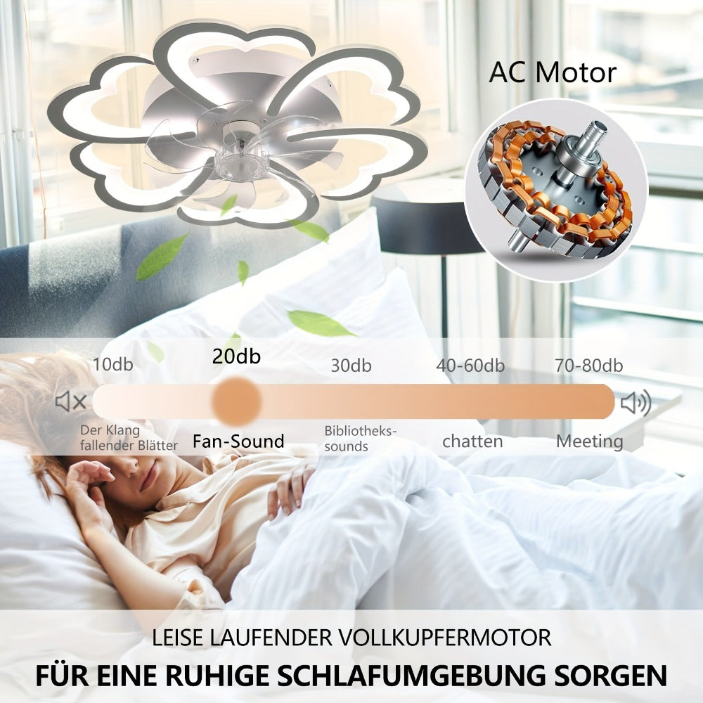Ventilador de techo con luz LED para sala de estar y dormitorio | control remoto