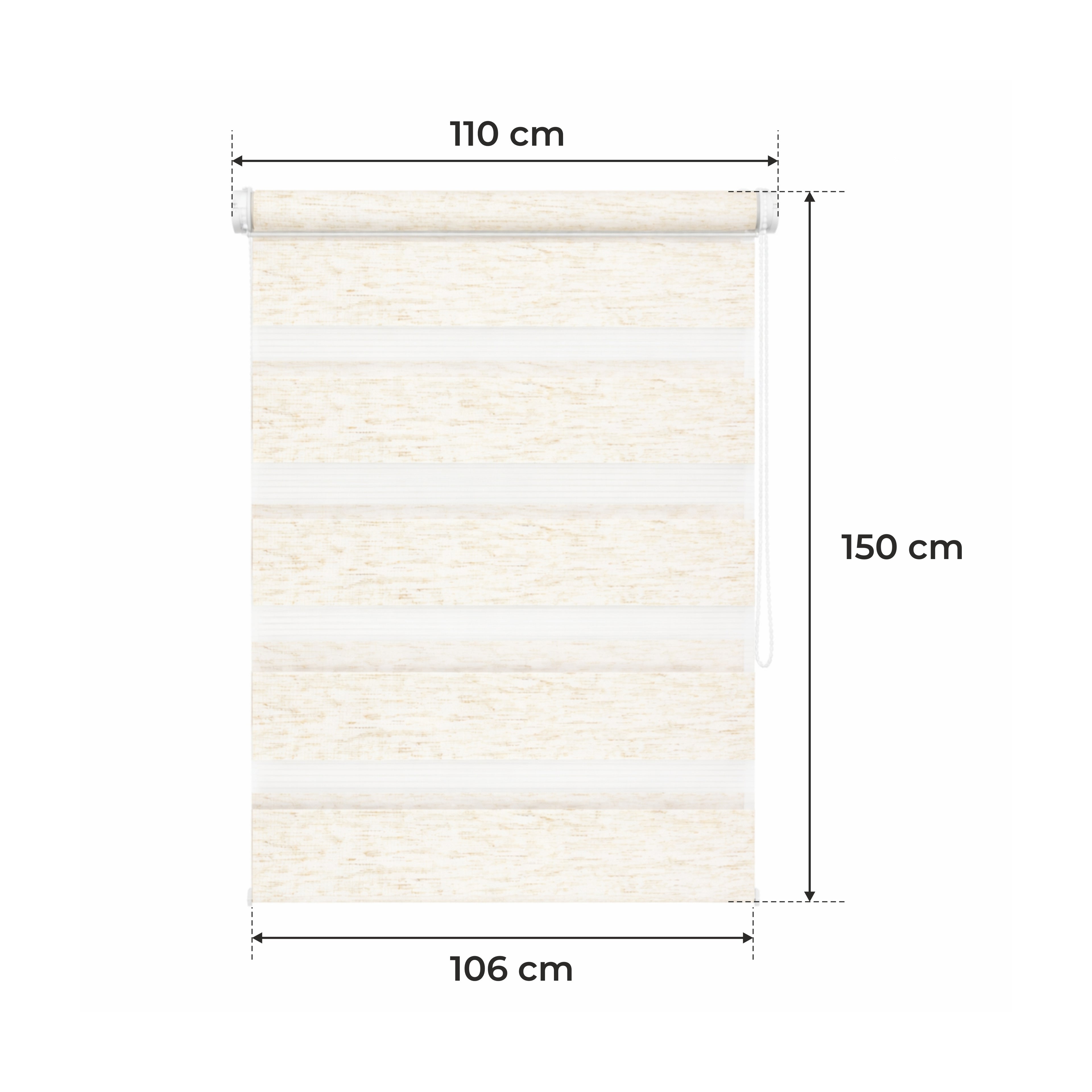 Persiana Día y Noche - Beige Melange - 32 Tamaños - BOJANEK Día y Noche - Instalación No Invasiva en Ventanas, Sin Necesidad de Taladrar, Ajuste por Cadena, Soportes Ajustables para Diferentes Grosos de Ventanas, Diseño Moderno, Protección de Luz y Privac
