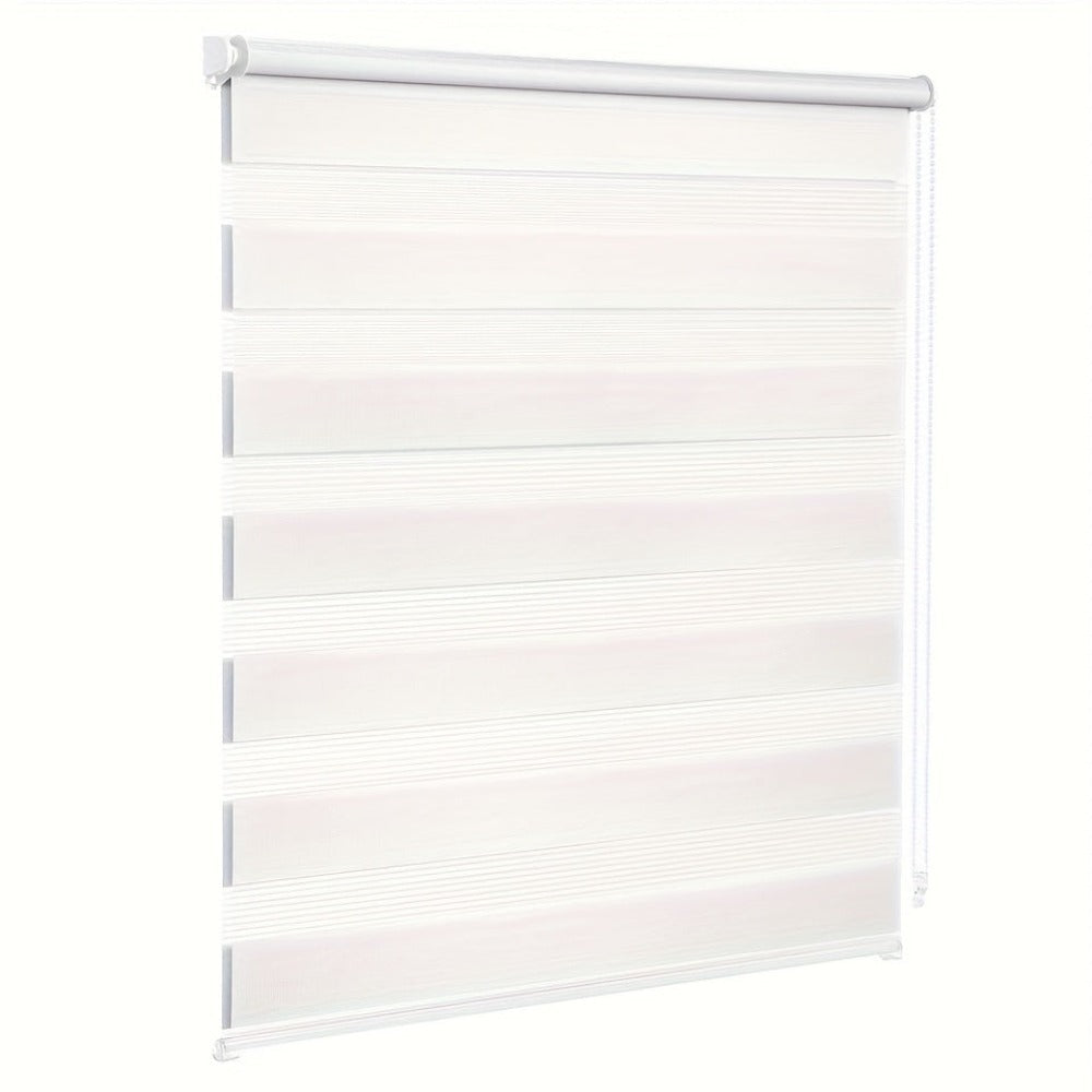 Persiana de doble rodillo sin taladro con abrazadera, longitud de 220 cm - Persianas duet modernas translúcidas y oscuras con soportes, persianas de poliéster con cordón 100% para ventanas y puertas de dormitorios, fácil instalación y control de la luz, o