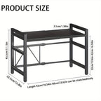 Estante Extensible para Microondas de 2 Niveles con 5 Ganchos, Soporte para Tabla de Cortar y 3 Toallas, Organizador de Cocina, Estante para Hornear en Microondas para Encimeras, Extensible de 40-64 cm (, Blanco)
