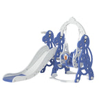 Tobogán infantil arqueado 4 en 1, tobogán infantil con columpio y canasta de baloncesto, longitud del tobogán 145 cm, apto para toboganes infantiles de interior y exterior, toboganes de jardín, toboganes para niños pequeños, parques infantiles