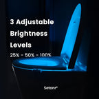Juego de 2 luces modernas para inodoro con sensor infrarrojo, detección de movimiento y luz nocturna, aptas para baño, de pared/apagado, 16 opciones de color, funcionamiento sin enchufe para taza de inodoro, de plástico