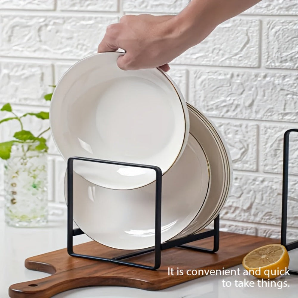 Organizador de Soportes de Platos de Metal de 1/3 piezas, Soporte Vertical para Platos, Construcción de Metal Duradera Anti-Caída, Ahorro de Espacio, Adecuado para Platos, Ollas, Tapas, Tablas de Cortar, Ideal para el Hogar, Uso en Restaurantes