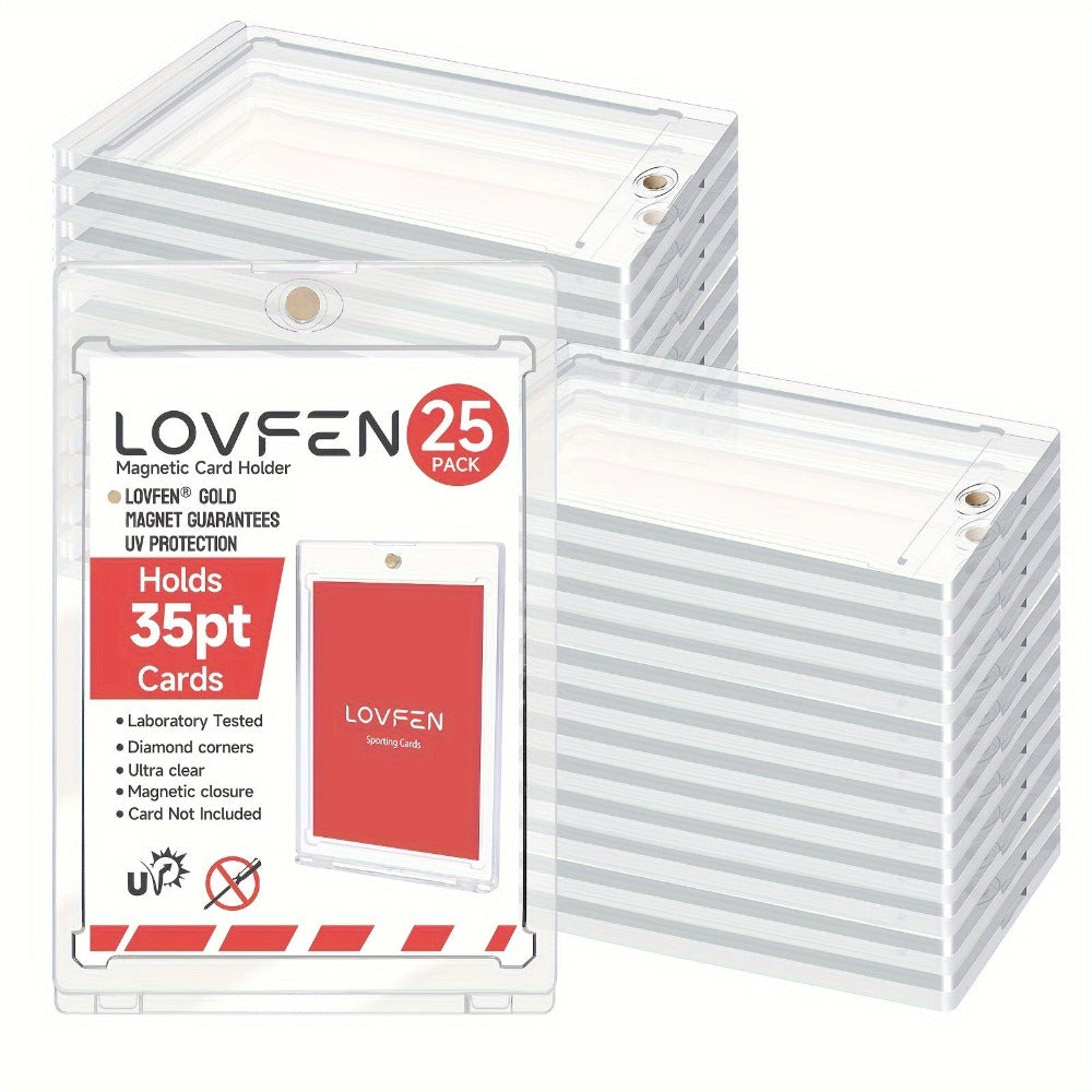 25 Paquetes de Soportes para Tarjetas Magnéticas Ultraduraderos - Fundas Protectoras con Construcción de Plástico Rígido, Protector de Carcasa para Tarjetas de 35pt de Grosor para Béisbol y Tarjetas Coleccionables, Regalos Perfectos para Navidad y Hallowe