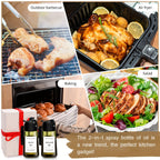 Juego de 2 pulverizadores de aceite de oliva de vidrio, cada uno de 16Oz/470Ml, perfectos para cocinar, utensilios de cocina y complementos para freidoras de aire, incluye botellas dispensadoras para ensaladas y parrillas, en color negro