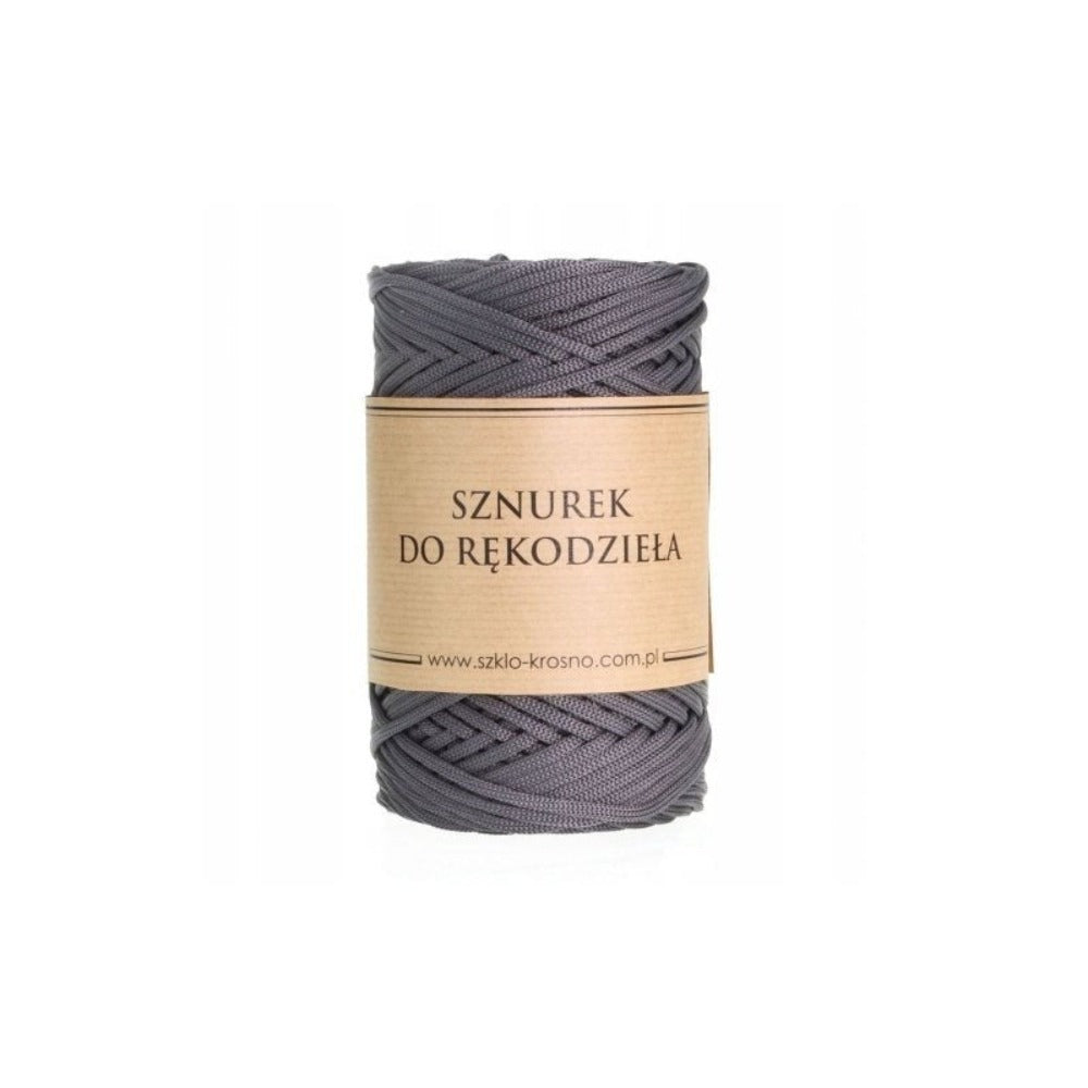 Cuerda de Poliéster Plana para Macramé, Gris Oscuro, 3mm, 100m