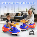 Cochecito con pedales oscilantes, juguete para montar tipo columpio 2 en 1, protección antivuelco, capacidad de 150 lb para niños y niñas de 3+ años, regalo ideal para festividades/cumpleaños (morado/amarillo/azul)