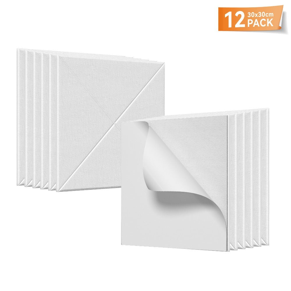 Paneles acústicos de pared autoadhesivos con patrón en X, 12x paneles de pared, revestimiento de pared de listones para aislamiento acústico, absorbe el ruido en paredes/techos