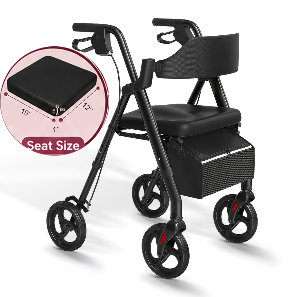 Andador rollator plegable con asiento 136.08 kg 20.32 cm | Movilidad, paseo y apoyo diario