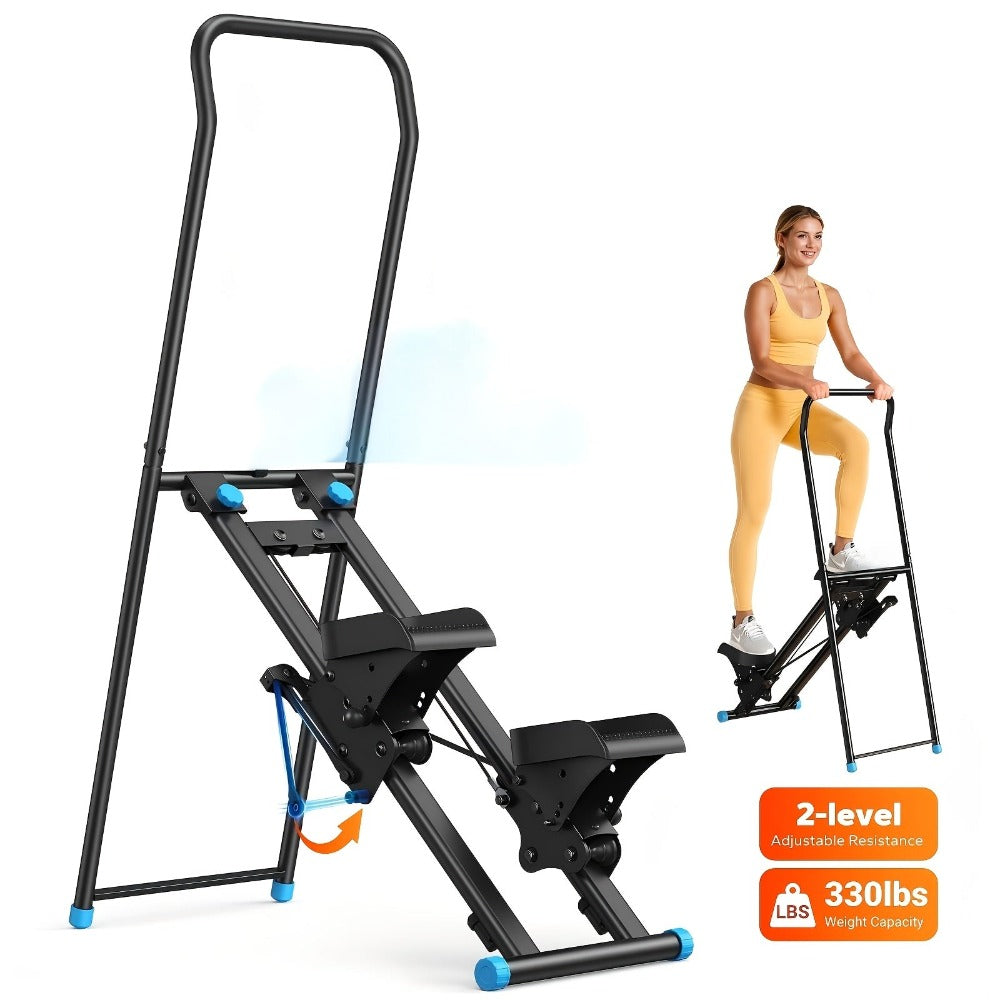 MERACH Stepper para Ejercicio en Casa, Nueva Versión de Máquina de Escalada Vertical para Entrenamiento de Cuerpo Completo, Escaladora Plegable Compacta con Rango de Pasos Extendido, Manillar y Pedales Ajustables, Equipo de Ejercicio para Uso en el Hogar,