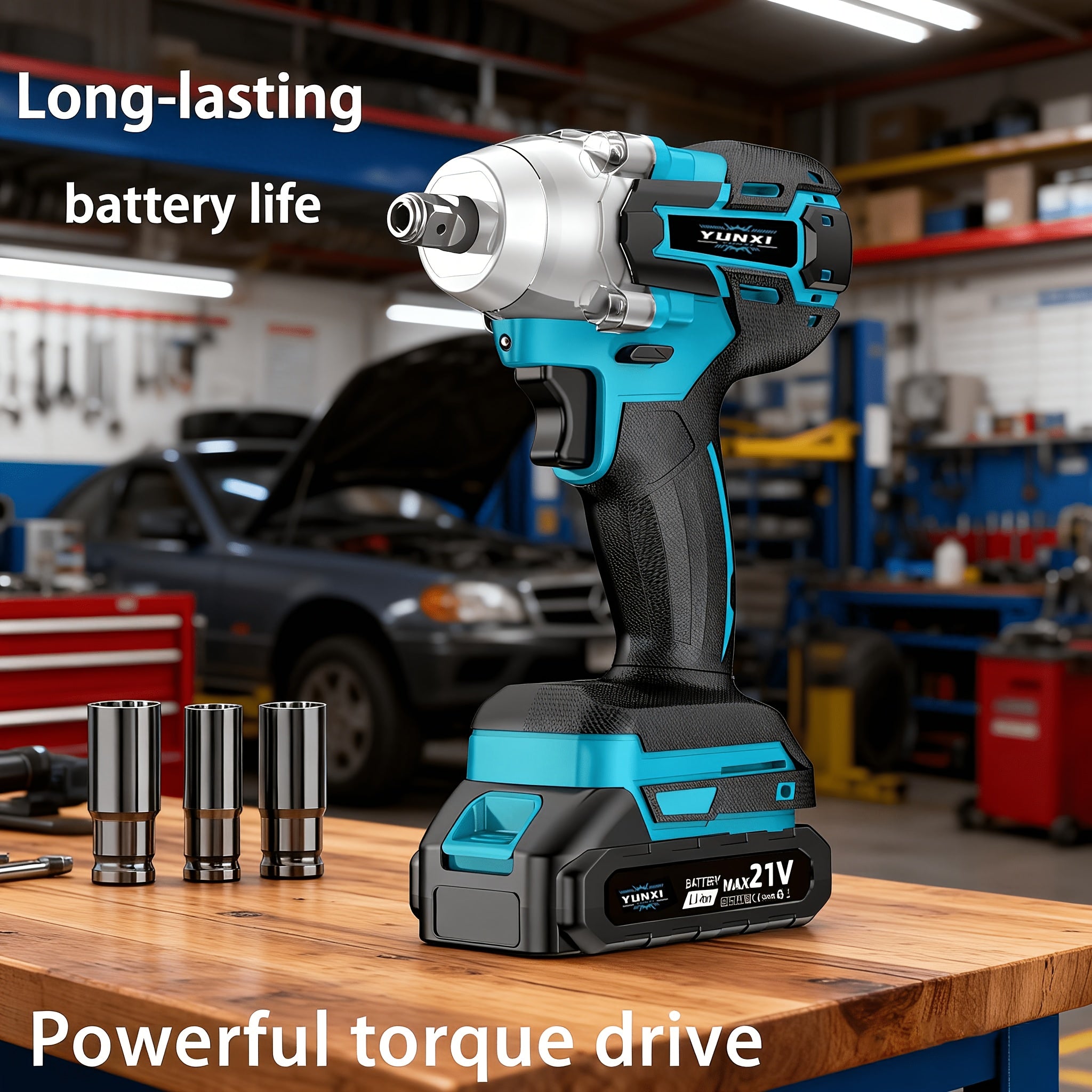 Llave de impacto inalámbrica multifuncional para neumáticos coche y bricolaje | diseño funcional