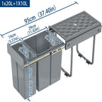 Basurero de Cocina Integrado con Rieles Telescópicos, Recogedor de Residuos Extensible para Bajo Mueble, Color Gris