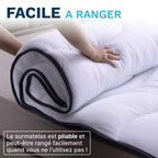 Topper de colchón Cloud 600 GSM, suave y transpirable, hecho de fibras vírgenes - Tejido suave y agradable, diseño ondulado cómodo, correas elásticas de sujeción, lavable a máquina
