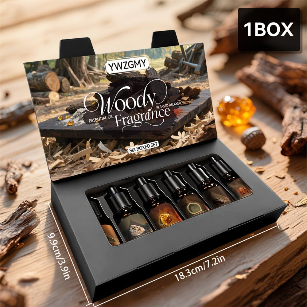 Set de Aceites Esenciales Amaderados de 6X10Ml | Ywzgmy - Aceites de Incienso para Fabricación de Velas, Difusores de Coche, Humidificadores, Purificadores de Aire, Regalos de Pascua y Ramadán, Aceites Multiusos